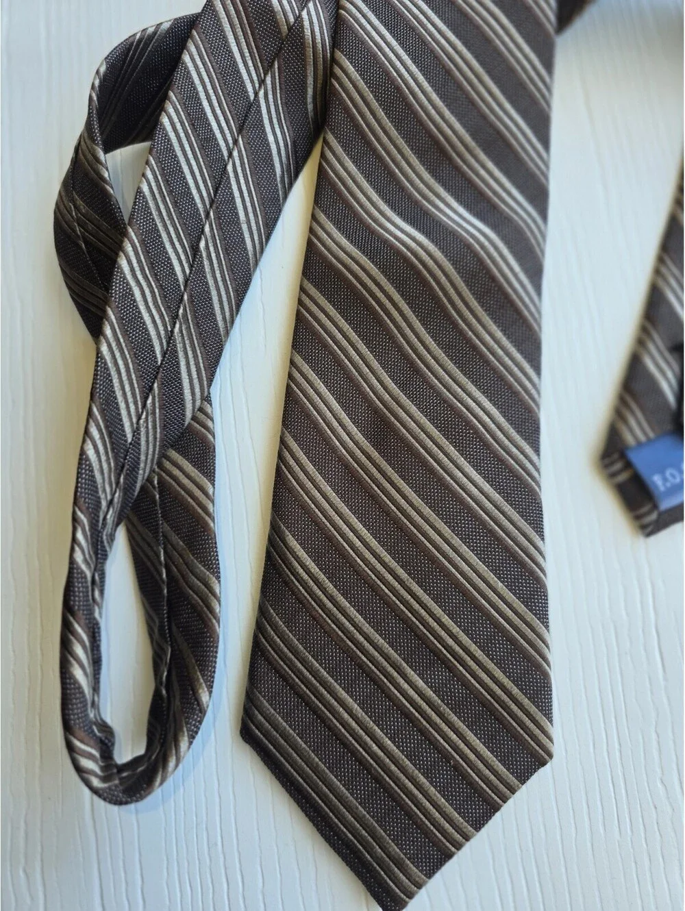 Forsyth F.O.G. Brown Striped Silk Necktie Classic Men's Tie
